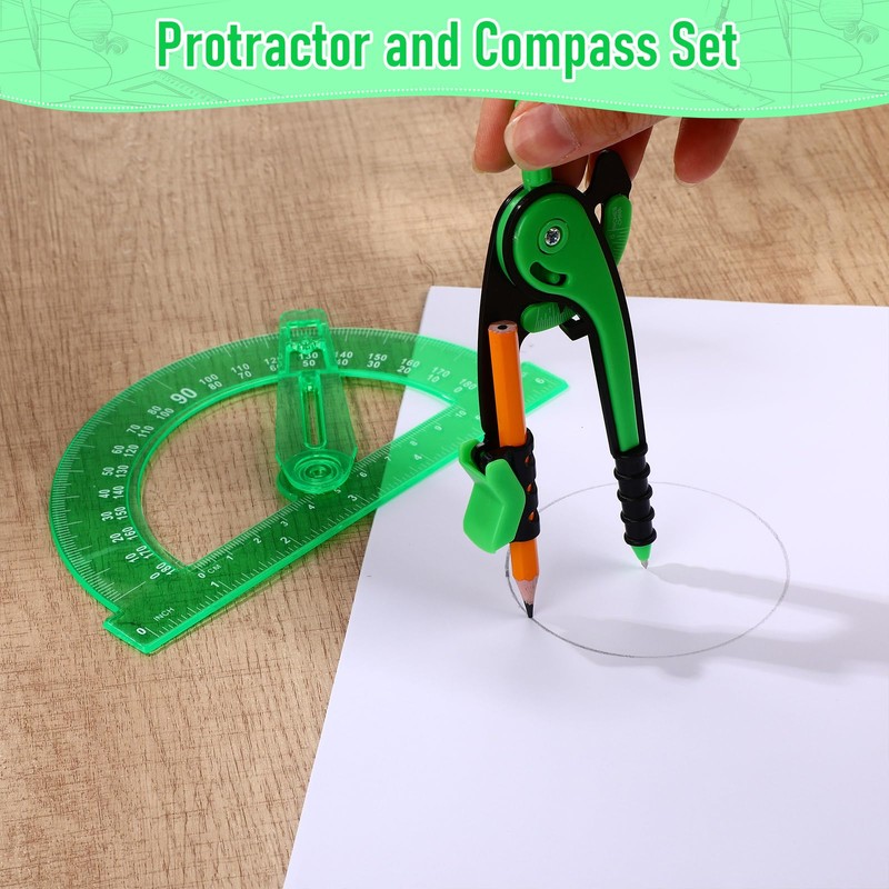 Zonon Student Geometry Math Set Compass and Protractor Set, Drawing