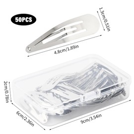 Nivofu Nivofu 50PCS Black Snap Hair Clips, 5CM Girls Hair Clips Metal, Hair Clips, Girls Snap Hair Clips Metal BB Barrettes, Beauty Hair Accessory, Hairpins, Hair Barrettes for Kids Girls Women (Silver)