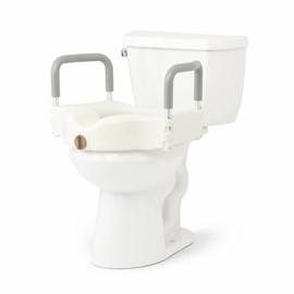 Medline Bariatric Raised Toilet Seat, Locking with Arm Rests, 4 Inch, 600 lb Capacity, Retail Packaging - Comfortable & Secure Solution for Heavy Individuals
