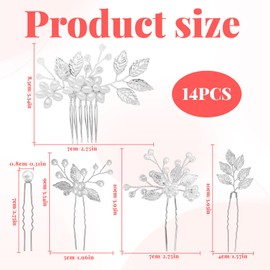 Wedding Hair Accessories for Women,24 Pcs Bridesmaid Hair Accessories,Bridal Hairs Accessorie,Wedding Hairs Pins, with Pearls and Flower for Bride and Bridesmaid(Silver)
