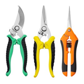 Vbvbip 3 Pack Gardening Scissors, Professional Pruning Shears Set - Ergonomic Design Stainless Steel Garden Tool Kit
