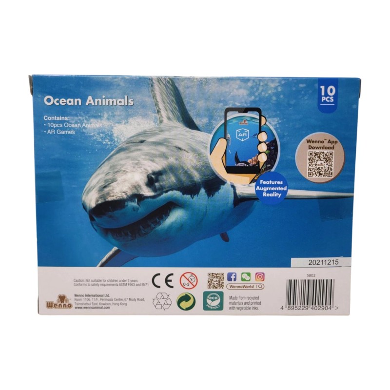 WENNO OCEAN Sea ANIMALS 10 PCS Sharks Dolphin Killer Whale