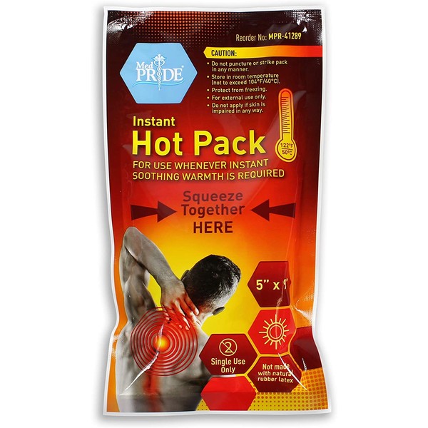Medpride Instant Hot Packs| 5” x 9” Packs, 24-Pack| Disposable, Instant Heating Bag for Sore Neck, Shoulder, Arm, Leg Muscles & Menstrual/Abdomen Discomfort Relief| Long Lasting Heat, Medical-Grade
