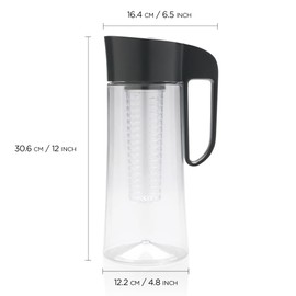 Cucina Sana Carafe with Fruit Insert, 2 L, Water Carafe with Lid and Insert, Infused Water Pitcher Made of Tritan, 100% BPA-Free, Dishwasher Safe (Mint)