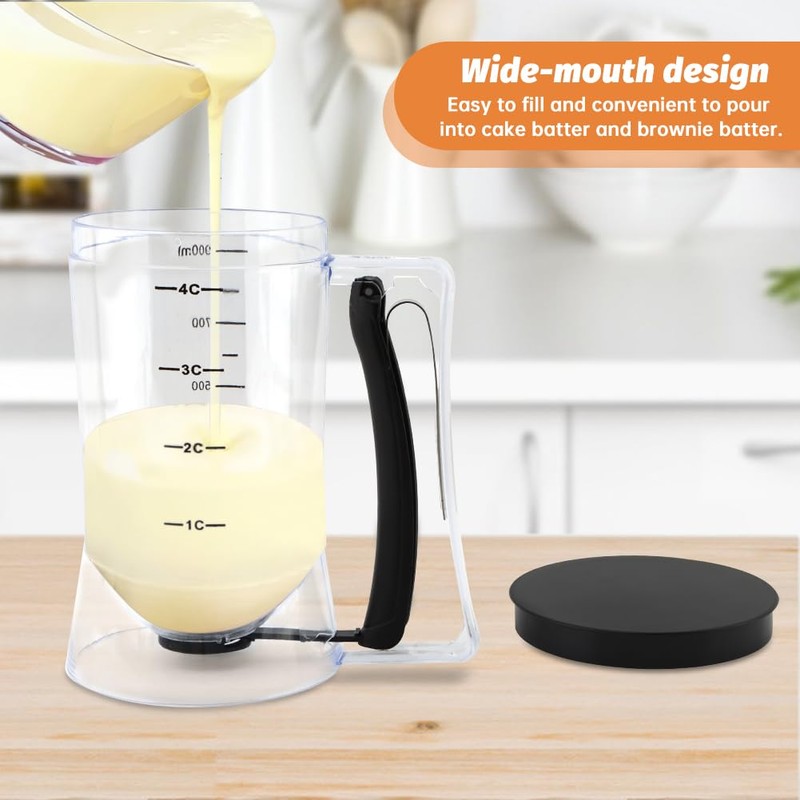 4 Cup Pancake Batter Dispenser with Cupcake Scoop Batters Dispenser,Pancake
