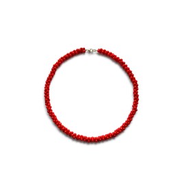 Vifaleno Natural Red Coral Necklace, 8 x 4 mm, 925 Silver Lobster Clasp, Approx. 43 cm Length, coral, No Gemstone