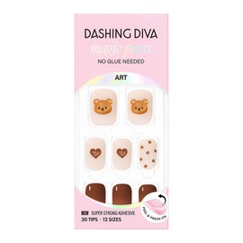 Dashing Diva Magic Press Mocha Bear Regular Round Nail Tip, 1 Piece, Brown Nude / 데싱디바 매직프레스 모카 베어 레귤러 라운드 네일팁, 1개, 브라운 누드