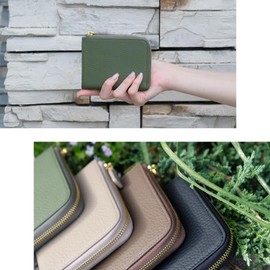 BEEL Women's Mini Wallet, Genuine Leather, Coin Case, L-Shaped Zipper, Stylish, Thin, brown (mocha)