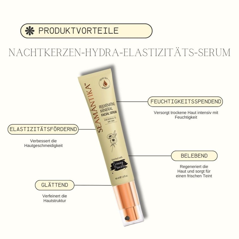 SEAMANTIKA - Mineral-Gesichtsserum mit Nachtkerzenöl - Intensive Feuchtigkeit und Elastizität