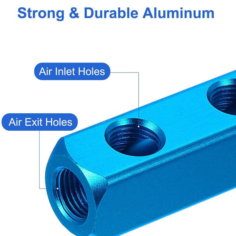 PATIKIL Air Manifold, 2 Way 5 Port PT 1/4" Aluminum