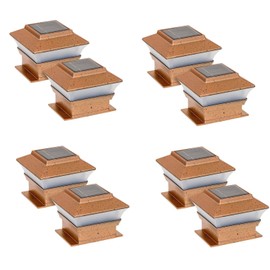 8 Pack Solar Powered Copper Outdoor Garden Deck Patio Fence Pathway Post Light (PL244A, Copper - 2 SMD LED)