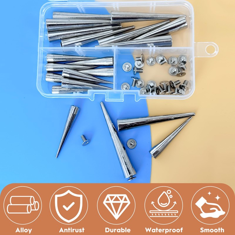 30pcs Spikes Nieten, 38*7 mm/54*9 mm Punk Rock Bullet Rivets,