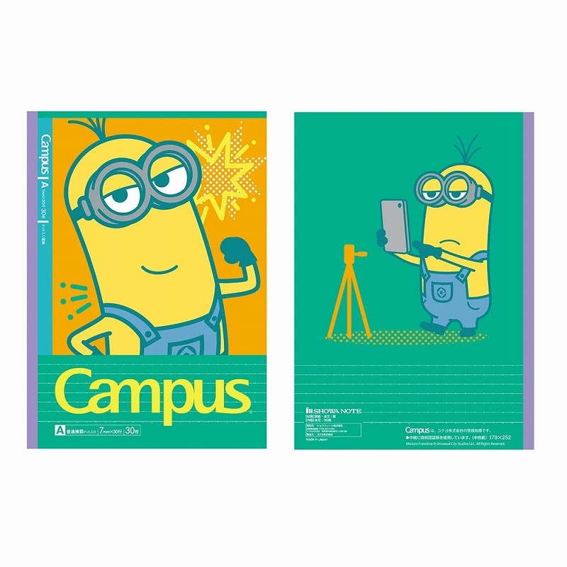 Showa Note 414520001 Minions Campus Notebook, Dotted Ruled, A-Ruled, Pack