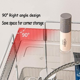 Bathroom Organizer Countertop, Vanity Trays for Bathroom, Skincare Makeup Organizer Shelf, Vanity Organizer, Bathroom Counter Shelf for Cosmetics, Toiletries, Lotions, Perfumes (2 Tiers, Grey)