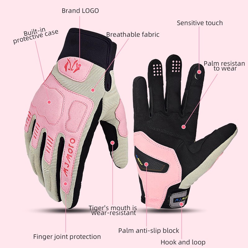 mjmoto Women's Motorcycle Gloves Pink M