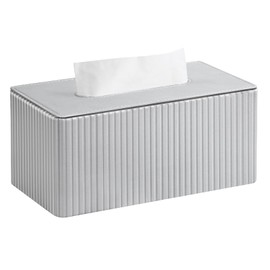 MEIBOOCH Tissue Box Cover Stylish PU Leather Rectangular Tissue Box Holder with Magnetic Bottom Cover for Bathroom Bedroom or Office (Silver Grey)