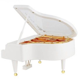 JJQHYC Musical Box White Mini Piano Music Box Decoration Piano Music Box Clock Movement Music Box Gift for Christmas, Birthday