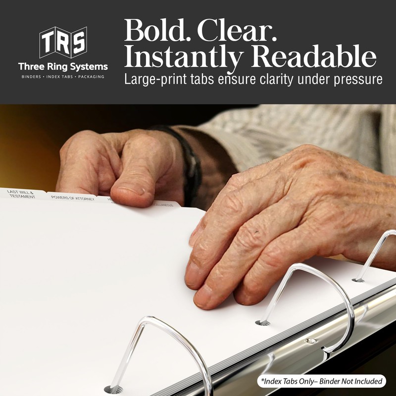 Estate Planning Binder Dividers with Tabs - Pre-Labeled, Laminated Dividers
