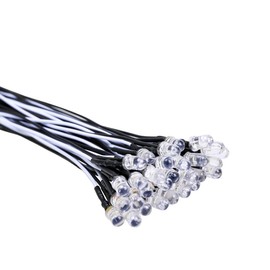 EDGELEC 30pcs 12 Volt 5mm White LED Lights Emitting Diodes Pre Wired 7.9 inch DC 12v LED Light Clear Lens Small LED Lamps