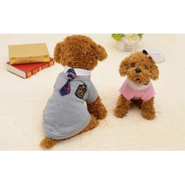Pet Uniform School Skirts Sailor Costume Dog Campus Clothes Teddy Cute Bowtie Adorable Puppy Apparel (X-Large,Gray Shirt)