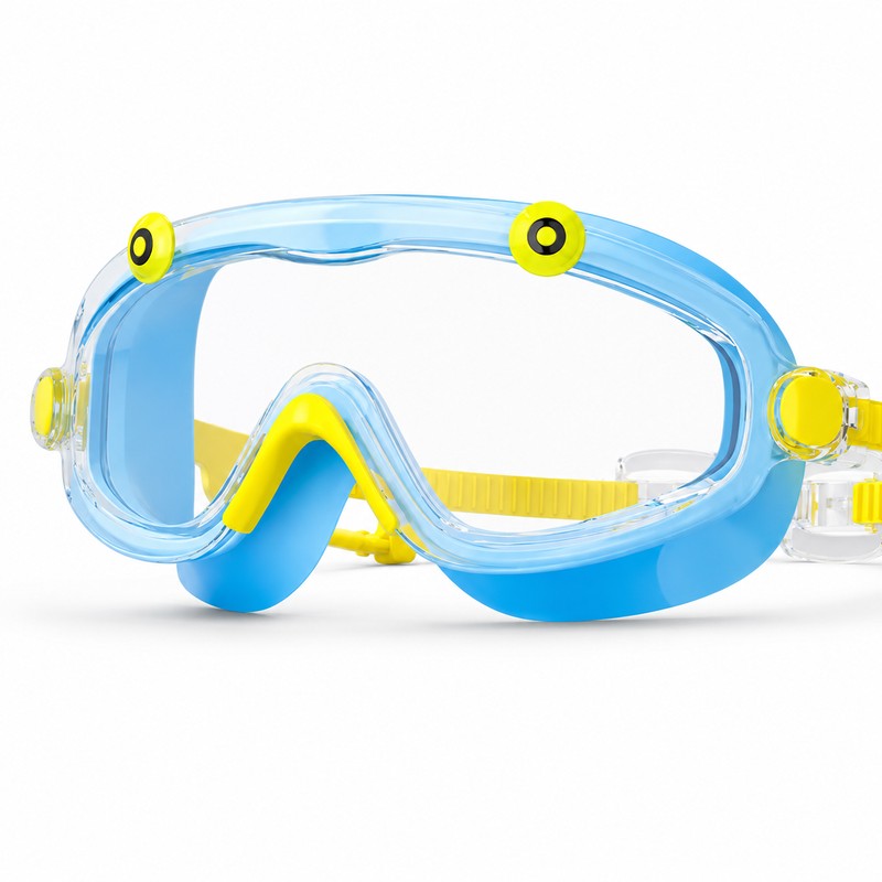 Kids Swim Goggles with Earplugs – Big Frame Anti-Fog No-Leak