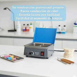 Calentador de Cera Eléctrico Dental de Cofias, Fundidor de Cera Profesional con Metal Suave Antiadherente y Aislante, Equipo de Laboratorio Joyería Analógico Olla con 3 Ranuras, Temperatura Ajustable