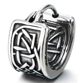 Celtic Infinity Knot Hoop Earrings, Weave Eternal Design, Steel Huggie Earrings Hinged Men Women(CA)