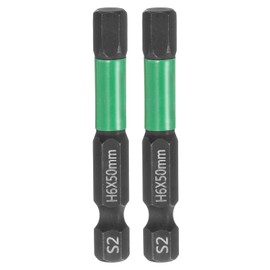 HARFINGTON 2pcs H6 Flat Hex Head Screwdriver Bit 6mm Metric Tip 1/4" Hex Shank 50mm (2") Long Magnetic Hexagonal Screw Drill Bit Wrench Black Phosphate S2 Steel Power Driver Socket