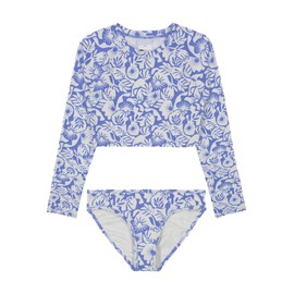 Billabong Girls' Two-Piece Rashguard Swimsuit Set, UPF 50+ Sun Protection, Quick-Dry Bathing Suit, Outta The Blue