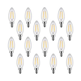 LUXON 2W LED Torpedo Light Bulb for Chandelier, Sconce, and Candelabra Base 2700k Warm White (Pack of 16)