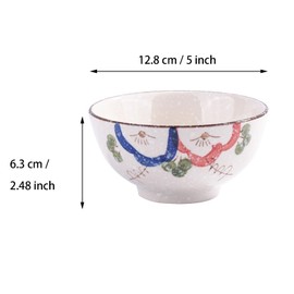 Whitenesser Japanese Rice Bowls, 5 Inch Ceramic Sushi Bowl Set of 4 (wc)
