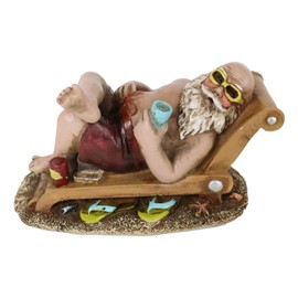 Ebros Gift Novelty Whimsical Vacation Santa Claus Enjoying Beach Cocktail Drink Wearing Swimming Trunks and Shades On Beach Chair Decorative Figurine Sculpture