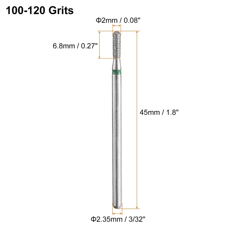 sourcing map 10pcs 100-120 Grits Diamond Grinding Bit 2mm Cylindrical