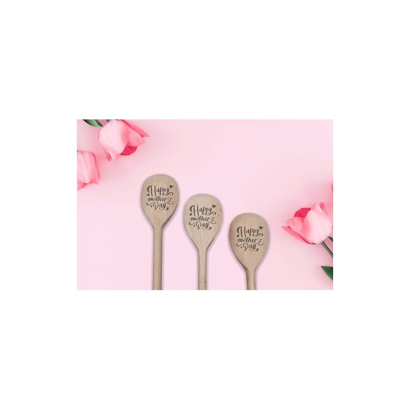 Mother's Day Wooden Spoons Set, Decorative Kitchen Utensils with Engraved
