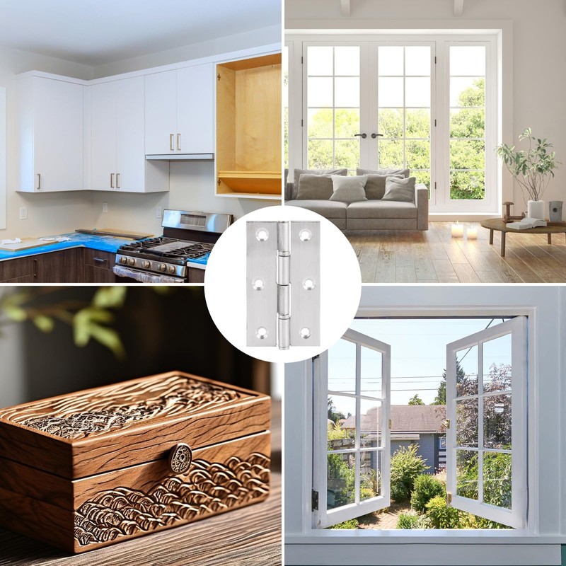 GBACHOOSE 12 Pcs Door Hinges, 3 Inch (70mm) Polished Chrome