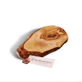 DAS OLIVENHOLZBRETT® Olive Wood Chopping Board with Natural Rim, 35 cm