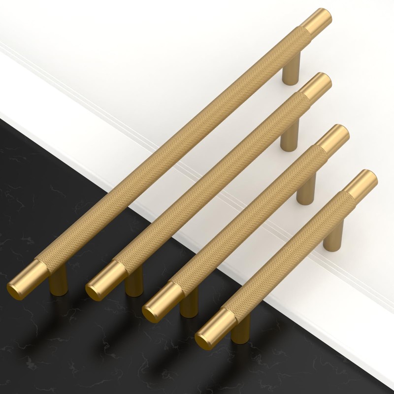 Amerdeco 10 Pack Champagne Bronze Knurled Cabinet Pulls 5 Inch