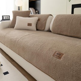 MDSASFD Sherpa Fleece Sofa Cover, Super Soft Funny Fuzzy Sofa Couch Covers, Warm Plush, Non-Slip Sectional Sofa Slipcover Furniture Protector for Kids, Pets(Coffee, 36"x 36")