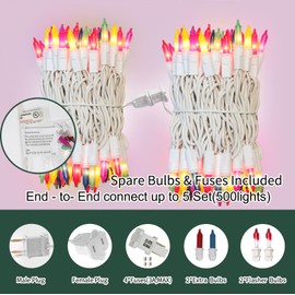 LAMPHOME Easter String Lights,Super-Bright Extendable 100 Count 19.6FT White Wire Mini Pastel Fairy Lights, 120V UL Certified for Garden Patio Holiday Party Outdoor Indoor Decoration, Multicolor