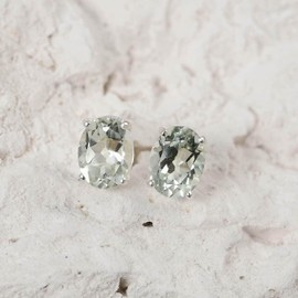 Prasiolite 925 Sterling Silver Stud Solitaire Earrings for Women Jewelry Ct 2.13 Christmas Gifts for Women