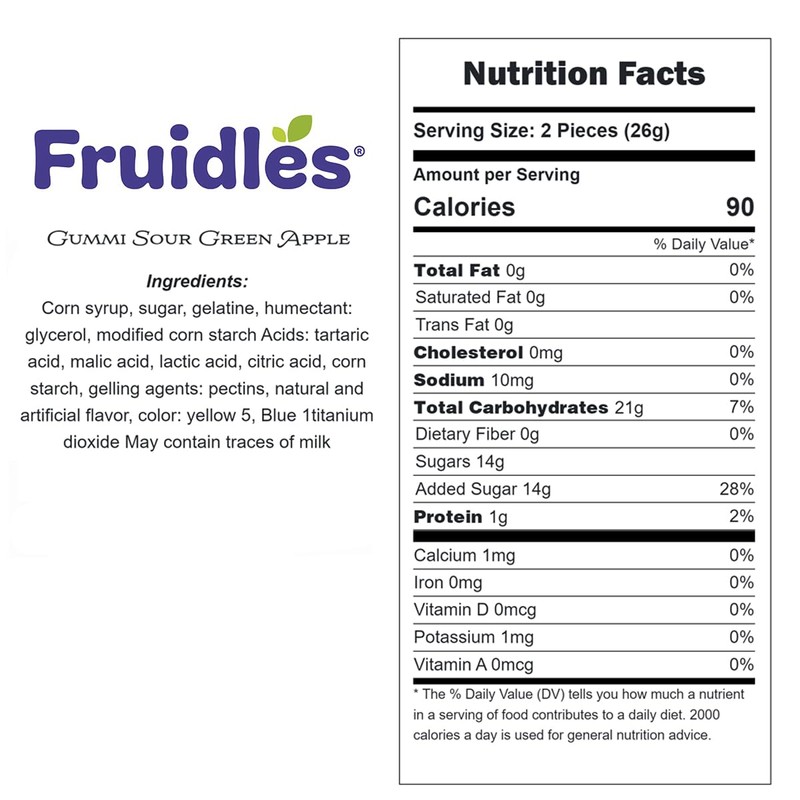 Fruidles Frosted Sour Green Apples Gummi Candy, Delicious Sugar Coated