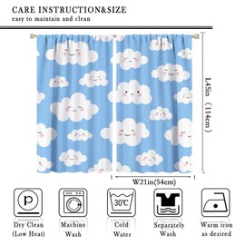 Cartoon Cute Cloud Blue Curtains Blackout Rod Pocket Curtain Printed Thermal Insulated Noise Reducing Living Room Bedroom Window Drapes 42x45 Inch, Style-7