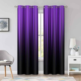 BSPPTI Abstract Curtains for Bedroom 42x84inch Ombre Window Curtain Purple and Black Blackout Curtains Insulated Room Darkening Window Drapes for Living Room 2 Panels