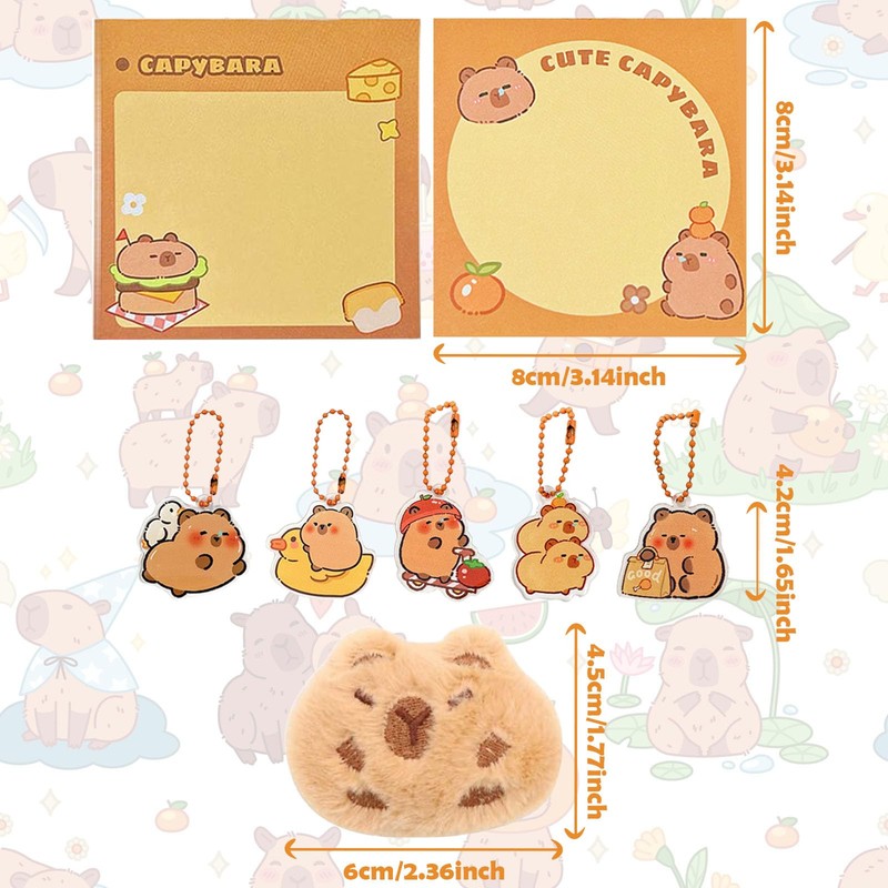 Capybara Pencil Case Multi-Layer School Set with Keychain, Stickers, Brooch,