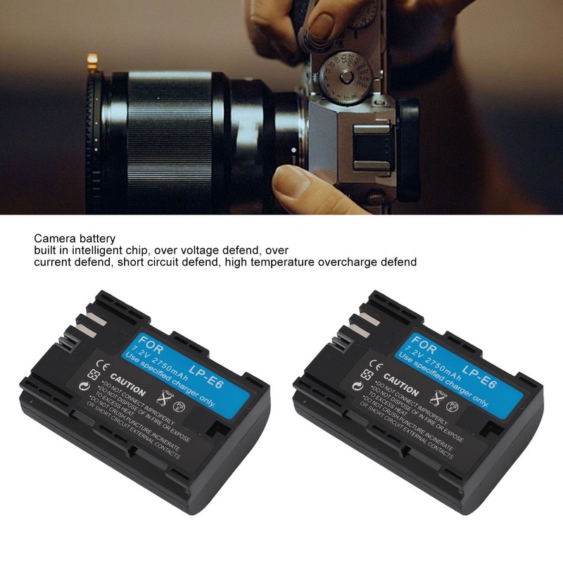 2pcs Camera Battery 2750mAh 7.2V for LP E6 E6N R5