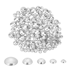 UNICRAFTALE About 250pcs 3/4/5/6/8mm Half Round Bead Caps Stainless Steel Spacer Caps Apetalous Bead Cap Spacers for Bracelet Jewelry Making, Stainless Steel Color