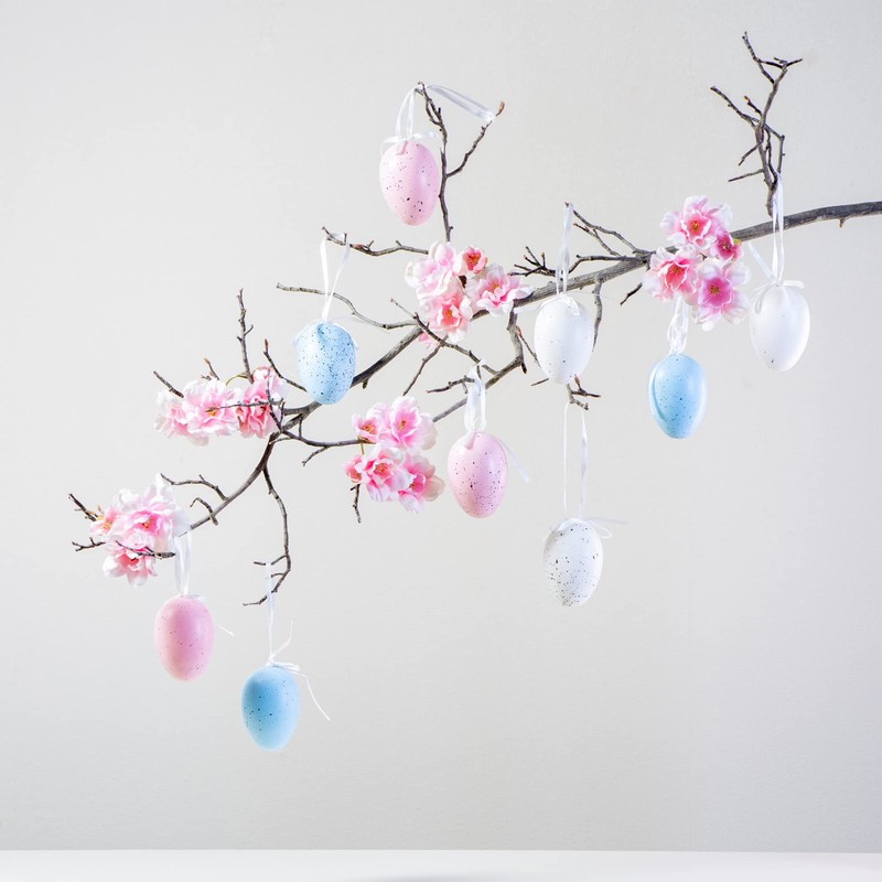 com-four® Hanging Easter Eggs - Easter Decoration with Natural Pattern