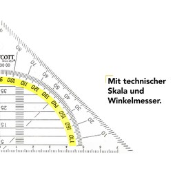 Westcott Westcott Geodreieck 14 cm | Transparentes Geodreieck aus Kunststoff mit gelber Skala | Technische Skala & Winkelmesser für Schule, Uni oder Büro | E-10130 00