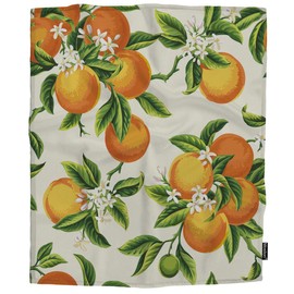 Moslion Throw Blanket Orange Summer Fruits Citrus Blooming White Flowers Foliage Green Leaves Plant 30x40 Inch Cozy Soft Flannel Throw Blanket for for Girls Boys