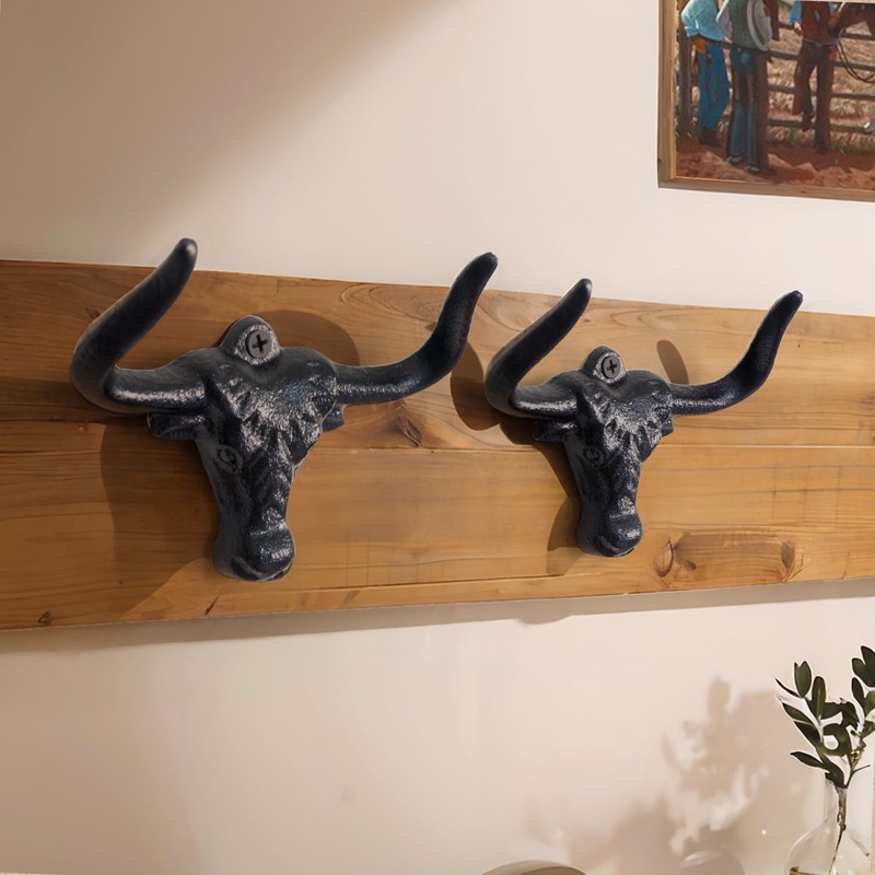 VINLUNM Cowboy Hat Rack for Wall, 2 Pack Cast Iron